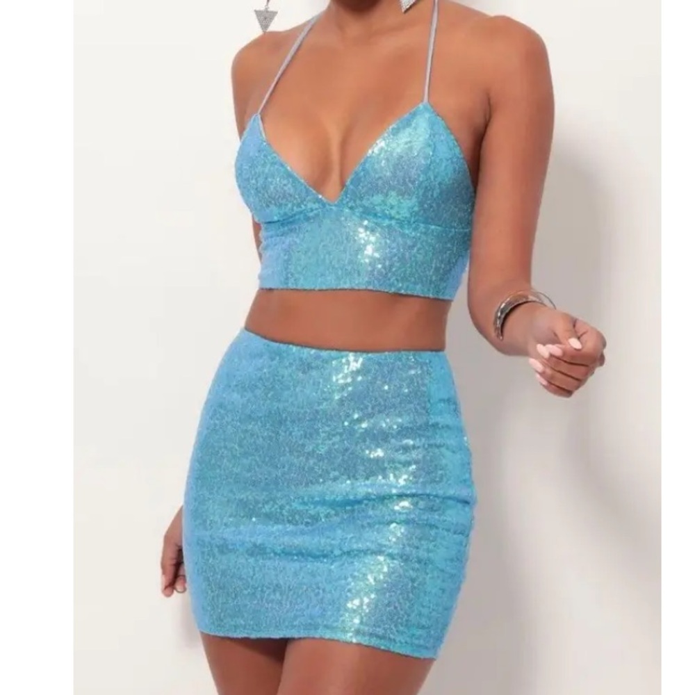 Lucy in the Sky Bel-Air Sequin set in Blue Iridescence
